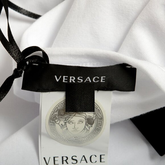 Versace Men's White Gold Medusa Print Crewneck T-Shirt Versace sz 5 US M IT 50 - Picture 6 of 6